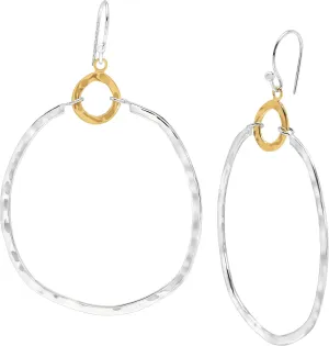 Silpada .925 Sterling Silver & Brass Hoop Earrings for Women, Jewelry Gift Idea, French Wire Back-Findings, 'Dynamic Duo'