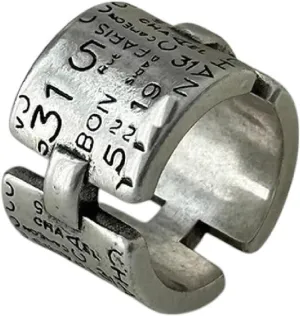Silver Color Letter Number Wide Ring For Women Couple Vintage Heavy Industry Personality Trendy Daily Party Jewelry Gift