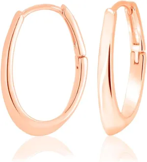 Silver Plated Nickel Free Hoop Earrings for women | Oval Shape Hinged Hoop