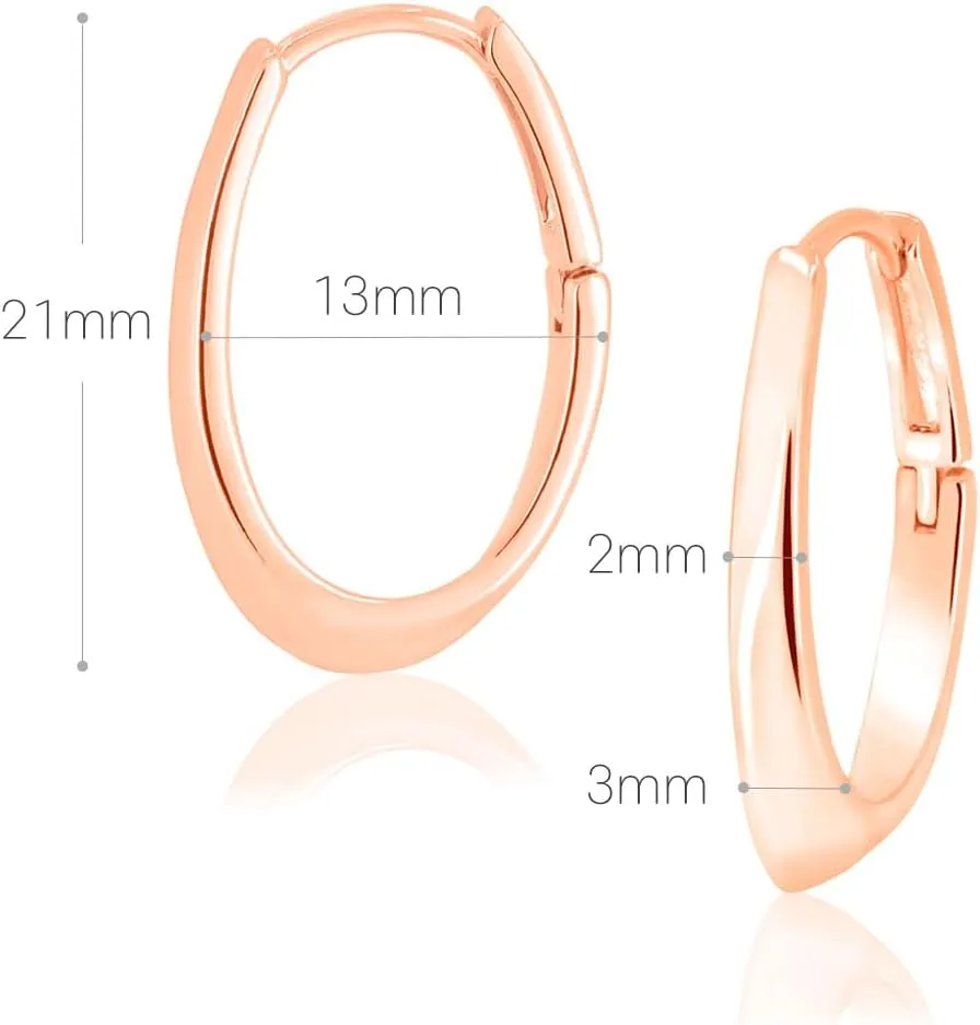 Silver Plated Nickel Free Hoop Earrings for women | Oval Shape Hinged Hoop
