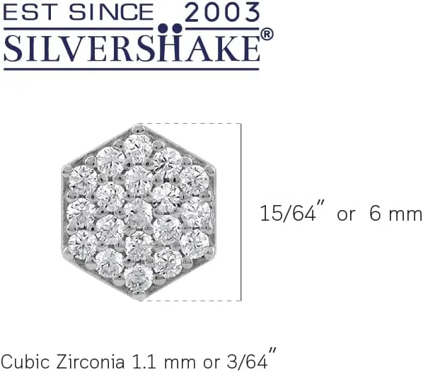 Silvershake Petite White Gold Plated or Yellow Gold Plated 925 Sterling Silver Minimalist Hexagon Design Geometric Trendy Chic Stud Gemstone Earrings Jewelry for Women
