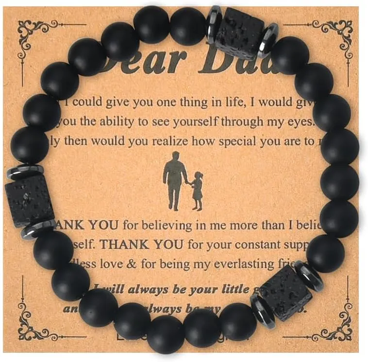 Sisadodo Dad Father's Day Birthday Gifts for Grandpa Godfather Bracelet for Men Uncle Papa Beaded Braceket for Dad