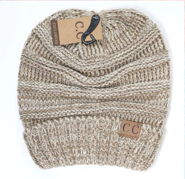 Slouchy Beanie - Tri-Color Taupe