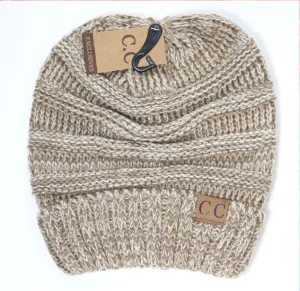 Slouchy Beanie - Tri-Color Taupe