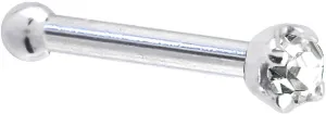 Solid 14k White Gold 1.5mm (0.015 cttw) Genuine Diamond Nose Stud Bone 20 Gauge 1/4"