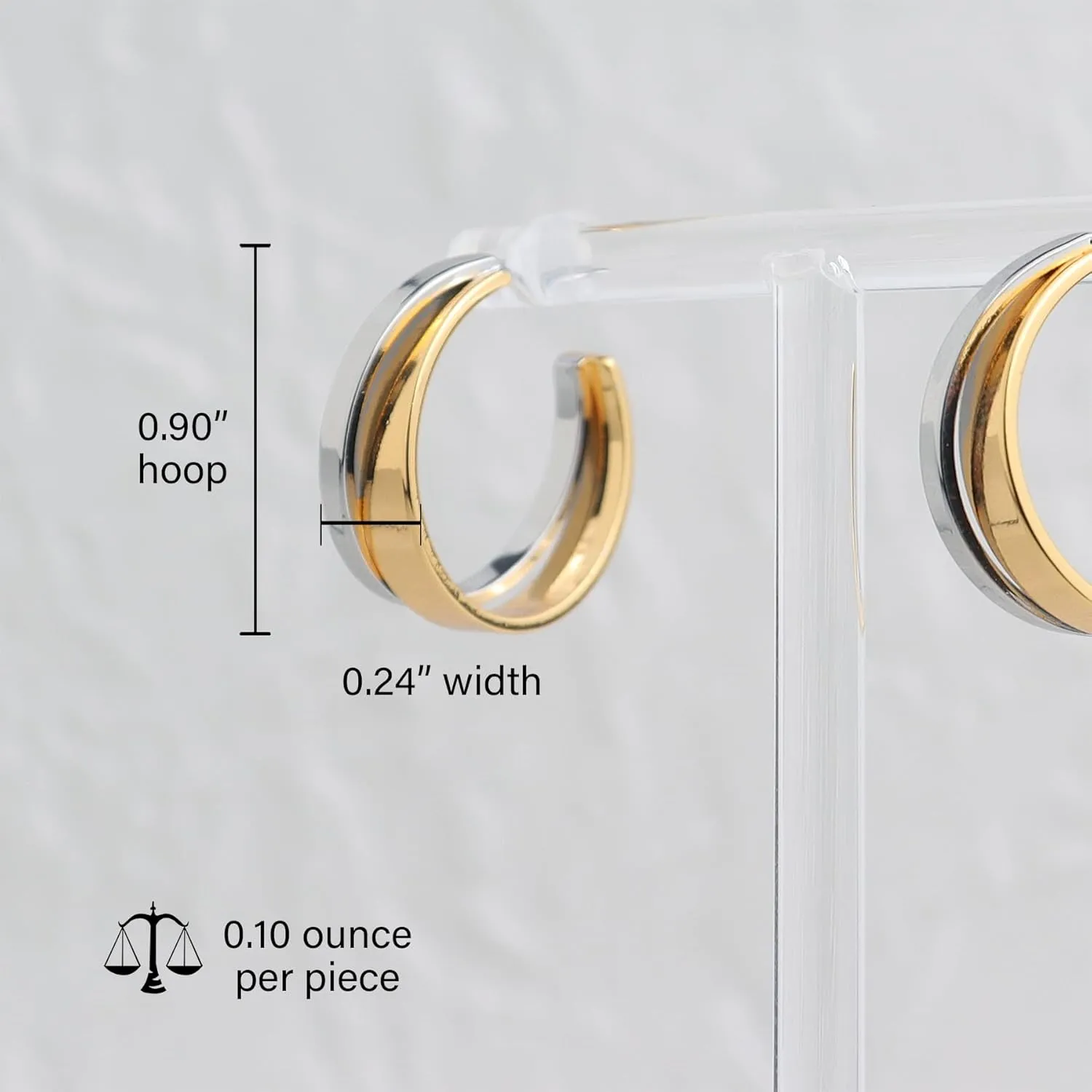 Sonateomber Chunky Gold Silver 2 Tone Open Hoop Stud Earrings for Women, Trendy Statement Hypoallergenic Earrings Wedding Prom Jewelry Gift