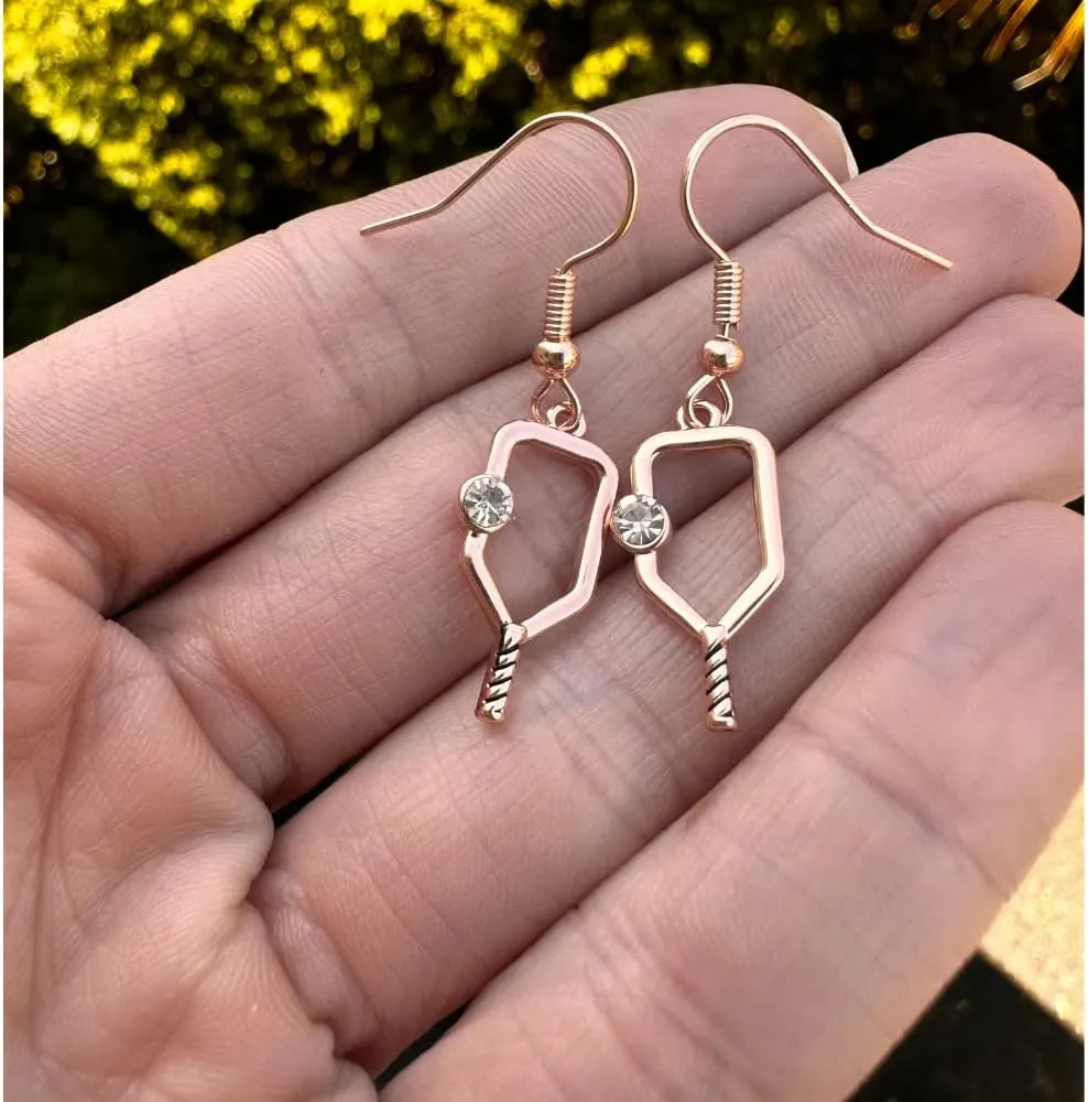 Sportybella Pickleball Jewelry, Pickleball Earrings, Silver Pickleball Paddle Charm Earrings for Women, Pickleball Gift
