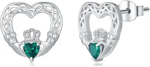 St Patricks Day Gift 925 Sterling Silver Shamrock/Claddagh/Celtic Knot Earrings Irish Stud Earrings St Patricks Day Jewelry for Women