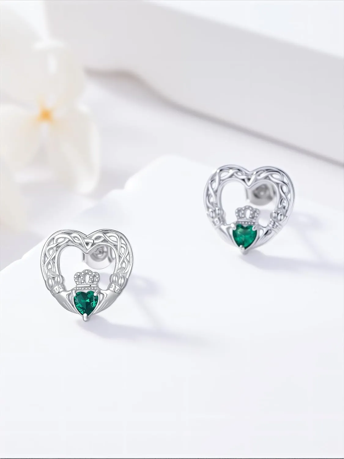 St Patricks Day Gift 925 Sterling Silver Shamrock/Claddagh/Celtic Knot Earrings Irish Stud Earrings St Patricks Day Jewelry for Women