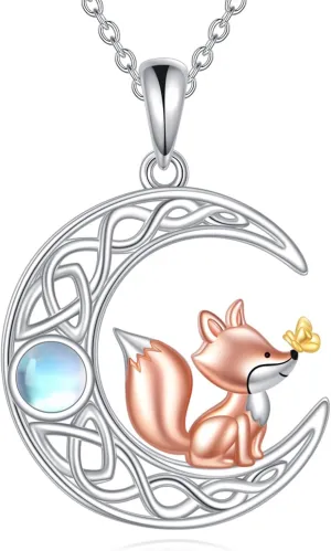 Sterling Silver 925 Owl/Red Panda/Blue Bird/Monkey/Wolf/Raven/Turtle/Possum/Bearded Dragon/Flamingo/Platypu/Raccoon/Robin Bird/Fox Necklace Heart Pendant Animal Jewelry Gift For Women