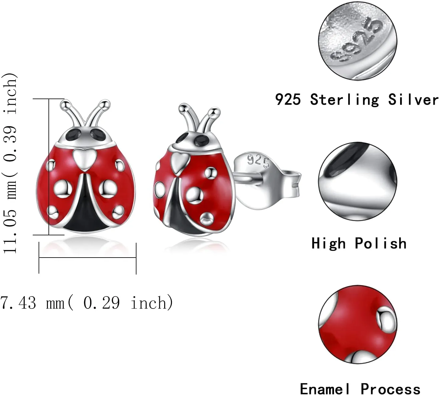 Sterling Silver Animal Stud Earrings: Llama Hippo Elephant Cat Sloth Ladybug Earrings Birthday Graduation Jewelry Gift Women Animal Lovers