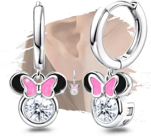 Sterling Silver Trendy Mouse Earrings for Women Dainty Huggie Hoop Dangle Earring Hypoallergenic Jewelry Birthday Gift for Women