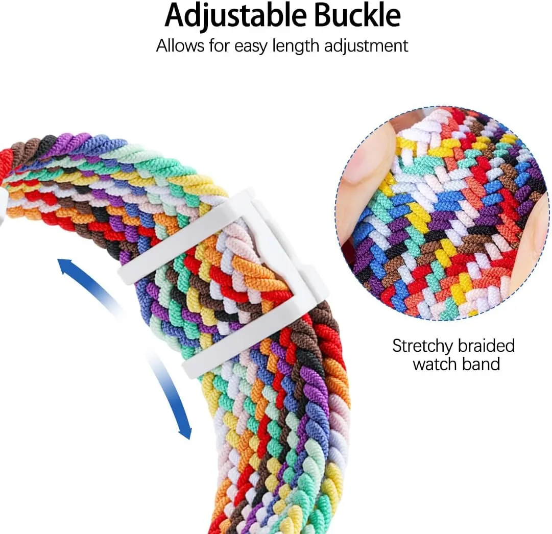 Stretchy Braided Gizmo Watch Band Replacement - Magnetic Buckle, Adjustable Length, Breathable, Quick Release Spring Bars