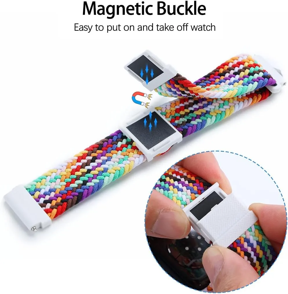 Stretchy Braided Gizmo Watch Band Replacement - Magnetic Buckle, Adjustable Length, Breathable, Quick Release Spring Bars