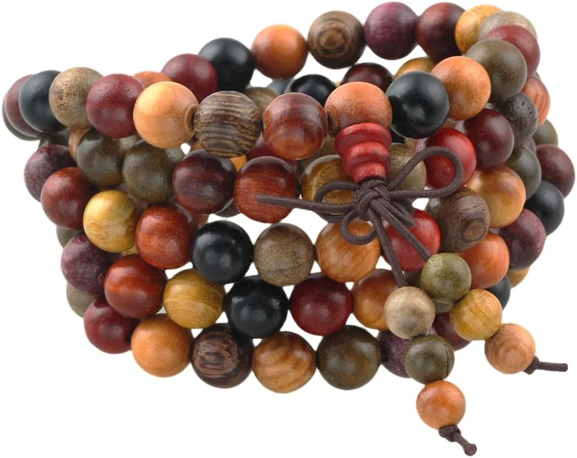 SUNYIK 8mm 108 Tibetan Buddhist Mala Bracelet Natural Beaded Prayer Bead for Women Men