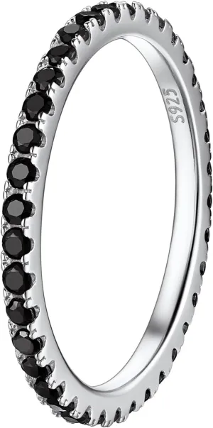 Suplight 925 Sterling Silver Eternity Rings Cubic Zirconia Fake Diamond Stackable Wedding Engagement Bands for Women(with Gift Box)