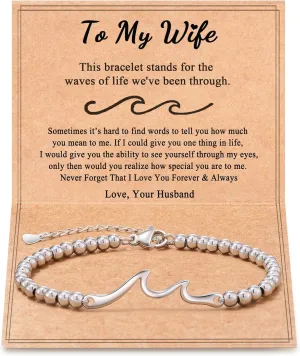 Tarsus Gift for Wife, The Wave of Life We've Been Through, Wave Bracelets - Anniversary Birthday Christmas Valentines Day Gift