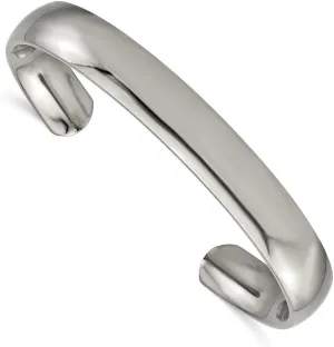 The Black Bow Men's 10mm Titanium High Polished Cuff Bracelet