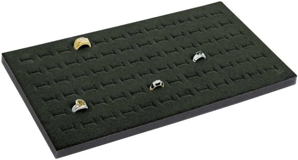 TheDisplayGuys - 6-Pack Deluxe Black Velvet Jewelry Ring Display Foam Pad Insert - 72 Slots Holder - 14x7 Full Size