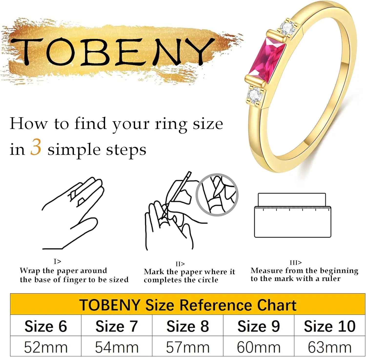 TOBENY Gold Birthstone Rings for Women 14K Gold Plated Non Tarnish Stackable Rings Dainty Emerald Green Gemstone Cubic Zirconia Engagement Wedding Ring for Birthday Jewelry Gifts Size 6-10