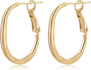 ToHeart Gold Oval Hoop Earrings for Womens Gilrs Hypoallergenic Lightweight 14K Gold Hoop Earrings for Christmas Gifts