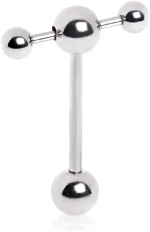 Tongue Teaser 316L Surgical Steel WildKlass Double Barbell with Slave Ring - 14GA L:5/8" B:5mm