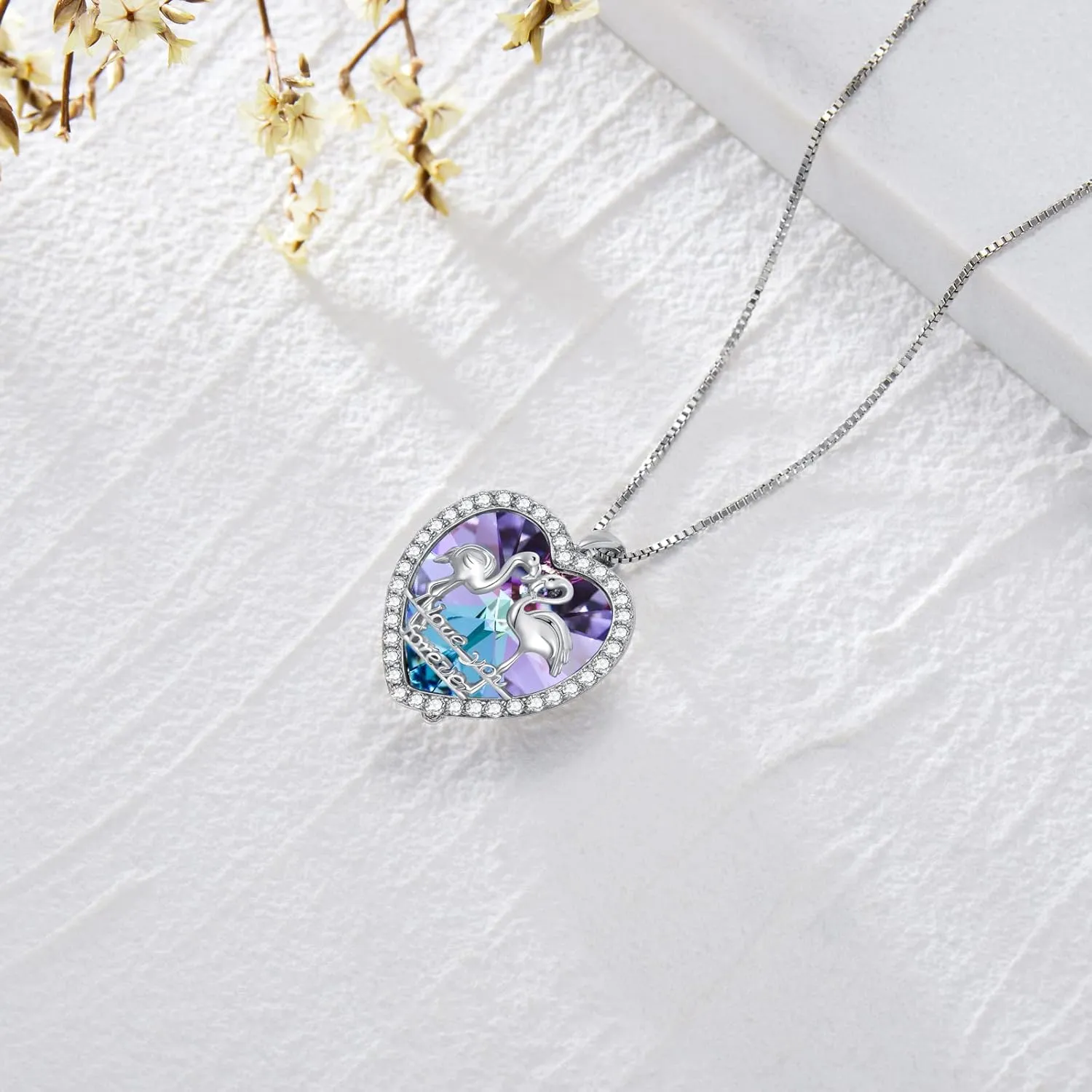 TOUPOP Flamingo Gifts for Women s925 Sterling Silver Flamingo Necklace Pendant with Purple Crystal Flamingo Lovers Jewelry Gifts for Women Girlfriend Birthday Christmas