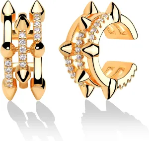 VALLOEY ROVER 14K Gold Plated Wide Cuff Earring Clip On Cartilage Earrings Huggie Ear Cuff Gold Earrings for Women