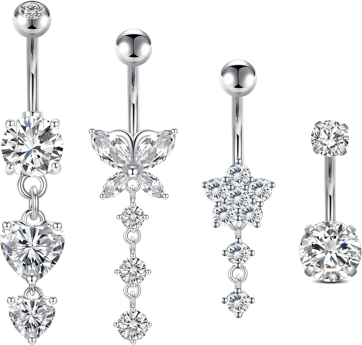 VCMART Belly Button Ring Belly Button Piercing Surgical Steel Belly Rings 14G Belly Button Rings Belly Navel Rings Piercing Jewelry