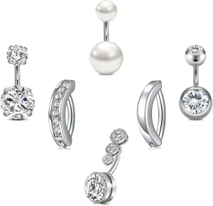 VCMART Belly Button Ring Short Bar Belly Ring Short Belly Button Rings Surgical Steel 6mm Belly Rings for Women Small Belly Button Piercing Navel Rings Piercing Jewelry