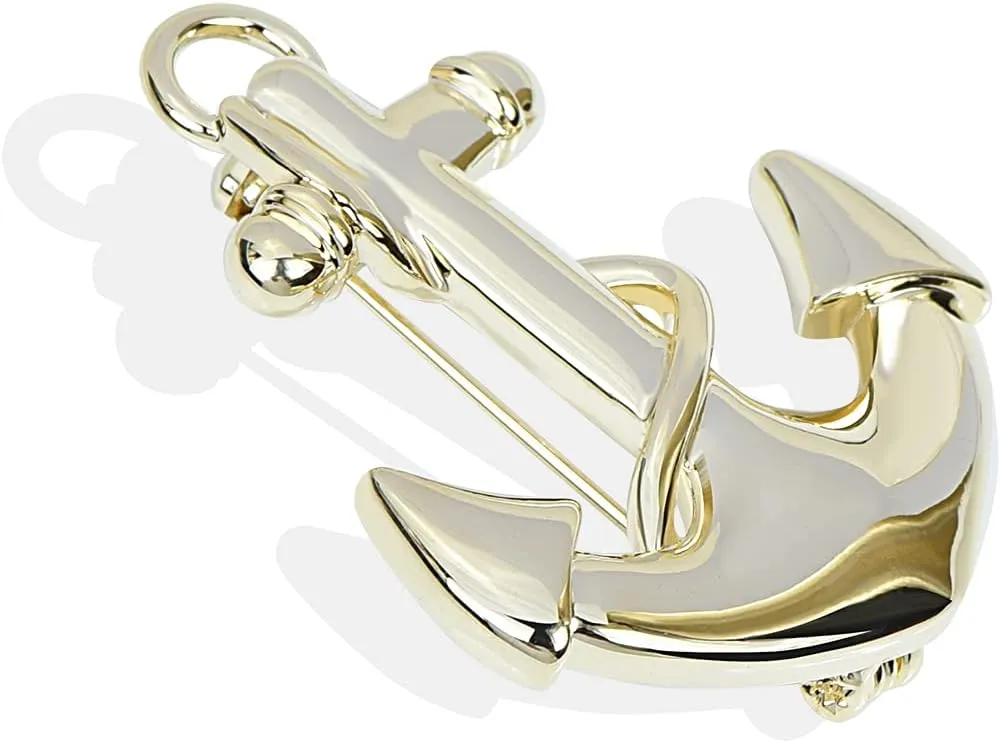 Vintage Nautical Sailboat Navy Rudder Anchor Brooch Pin Sailor Seaman Badge Jewelry Ship Wheel Pin
