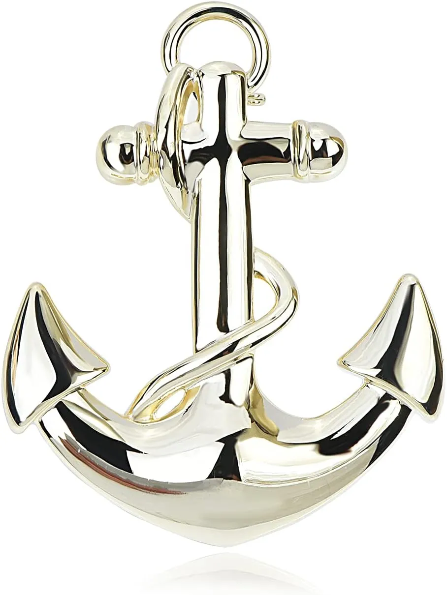 Vintage Nautical Sailboat Navy Rudder Anchor Brooch Pin Sailor Seaman Badge Jewelry Ship Wheel Pin