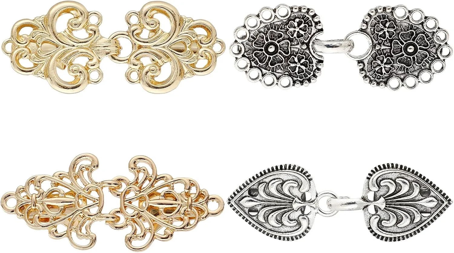 Vintage Shawl Clips 4 Pcs: Sweater, Dress, Shirt Brooch Cinch Clips for Women & Girls