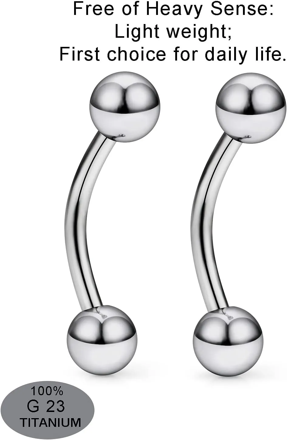 Vsnnsns 14G 16G Eyebrow Piercing Jewelry G23 Titanium Curved Barbell Eyebrow Ring Vertical Labret Lip Jewelry Rook Daith Earrings Piercing Jewelry for Women Men 6mm 8mm 10mm 12mm 14mm 16mm