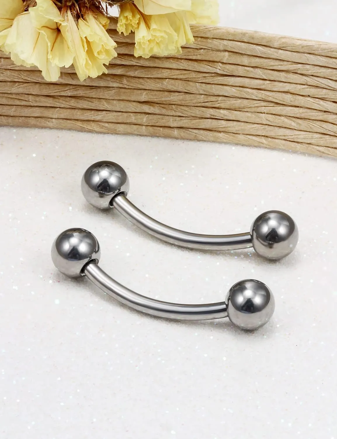 Vsnnsns 14G 16G Eyebrow Piercing Jewelry G23 Titanium Curved Barbell Eyebrow Ring Vertical Labret Lip Jewelry Rook Daith Earrings Piercing Jewelry for Women Men 6mm 8mm 10mm 12mm 14mm 16mm