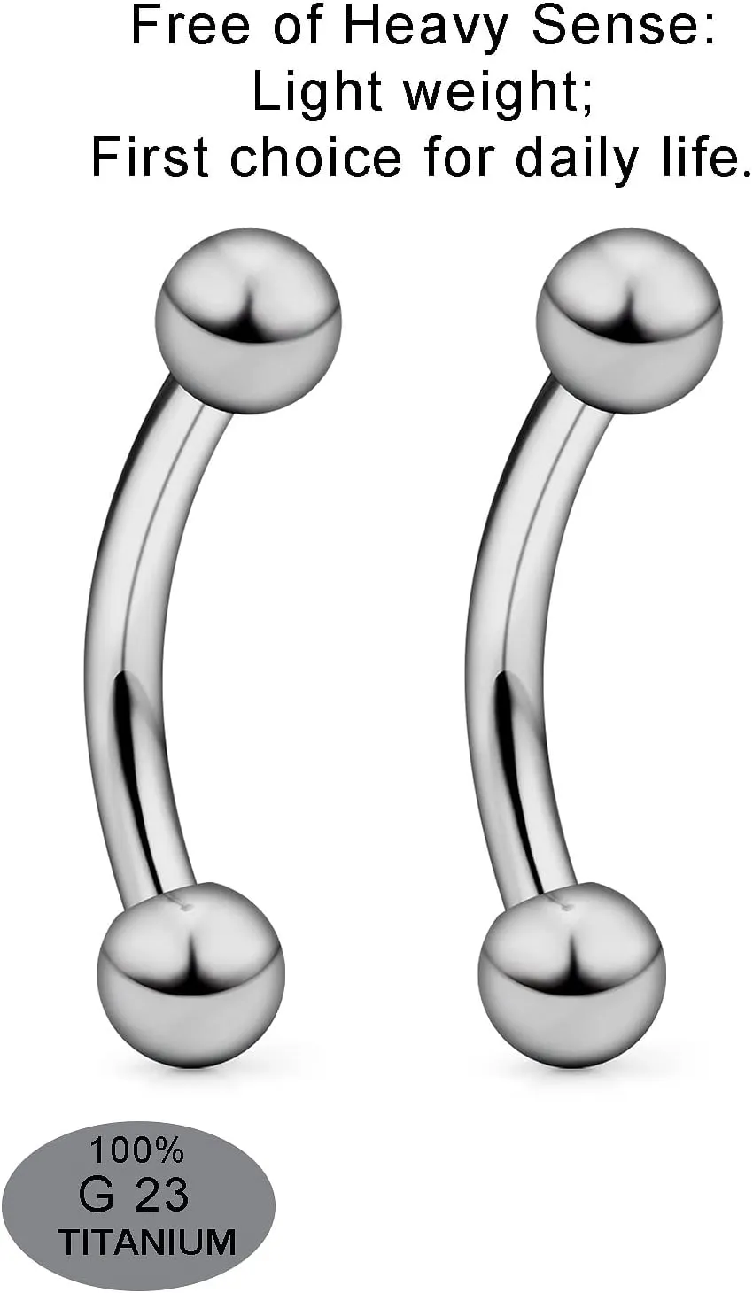Vsnnsns 14G 16G Eyebrow Piercing Jewelry G23 Titanium Curved Barbell Eyebrow Ring Vertical Labret Lip Jewelry Rook Daith Earrings Piercing Jewelry for Women Men 6mm 8mm 10mm 12mm 14mm 16mm