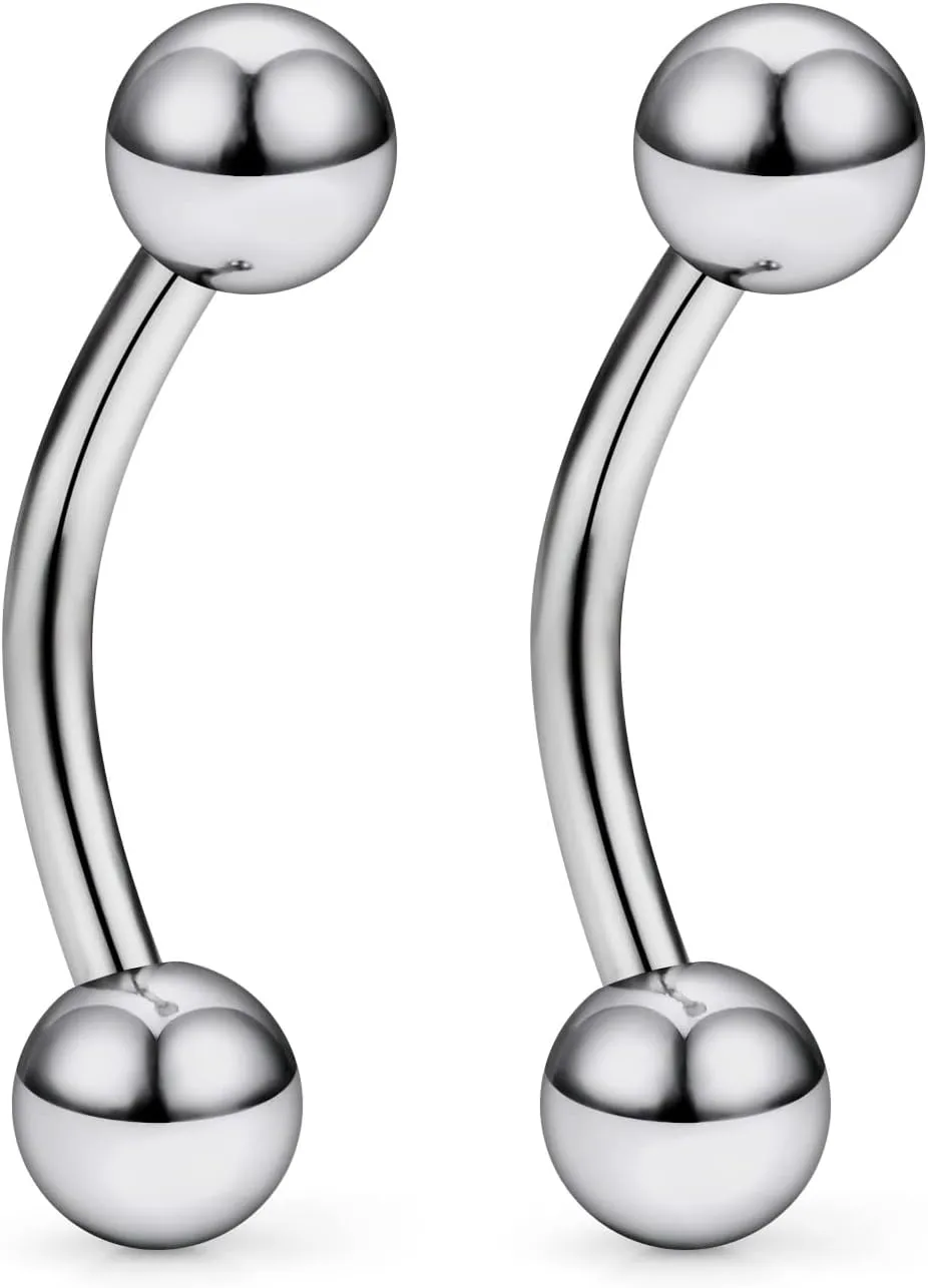 Vsnnsns 14G 16G Eyebrow Piercing Jewelry G23 Titanium Curved Barbell Eyebrow Ring Vertical Labret Lip Jewelry Rook Daith Earrings Piercing Jewelry for Women Men 6mm 8mm 10mm 12mm 14mm 16mm