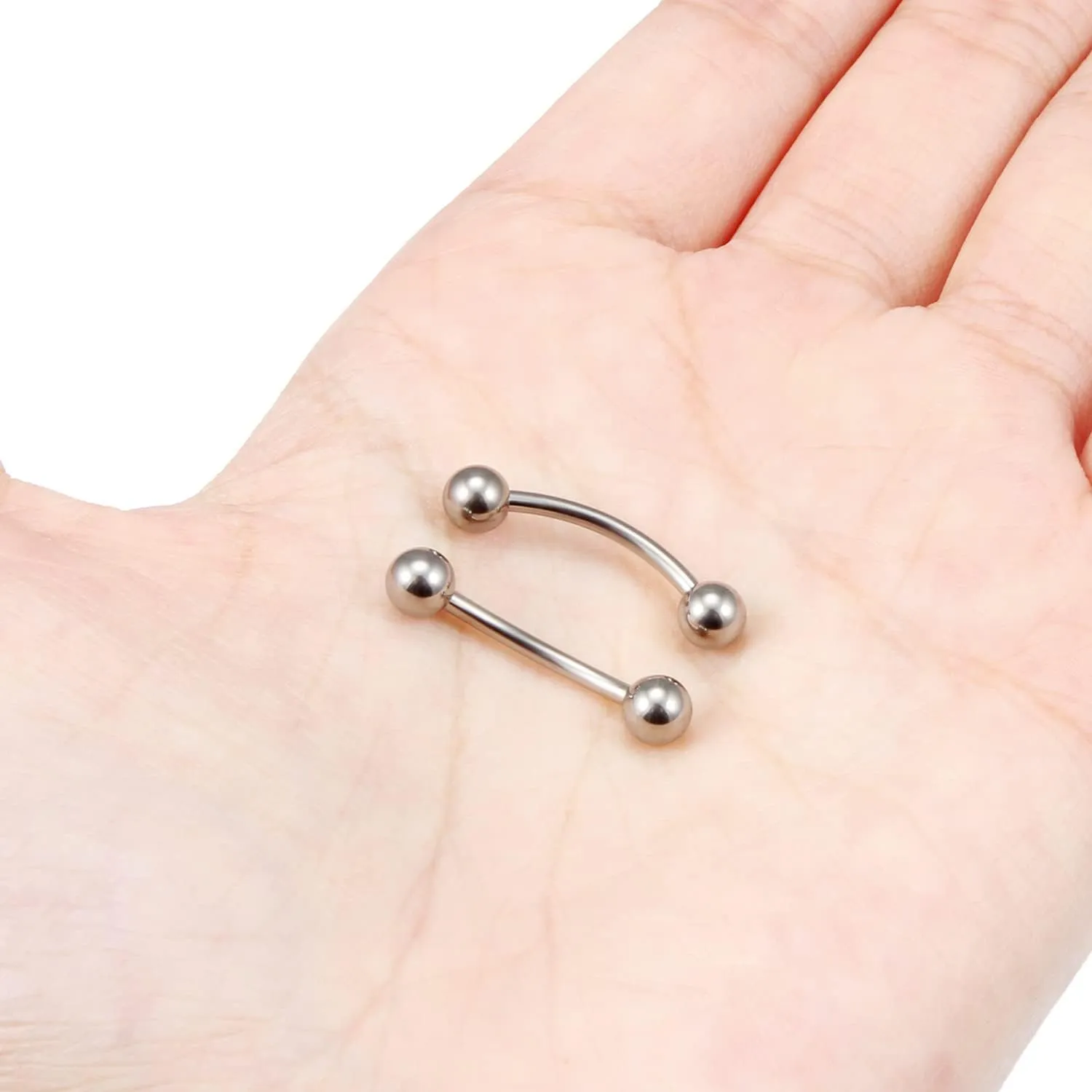 Vsnnsns 14G 16G Eyebrow Piercing Jewelry G23 Titanium Curved Barbell Eyebrow Ring Vertical Labret Lip Jewelry Rook Daith Earrings Piercing Jewelry for Women Men 6mm 8mm 10mm 12mm 14mm 16mm