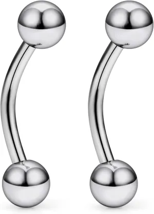 Vsnnsns 14G 16G Eyebrow Piercing Jewelry G23 Titanium Curved Barbell Eyebrow Ring Vertical Labret Lip Jewelry Rook Daith Earrings Piercing Jewelry for Women Men 6mm 8mm 10mm 12mm 14mm 16mm