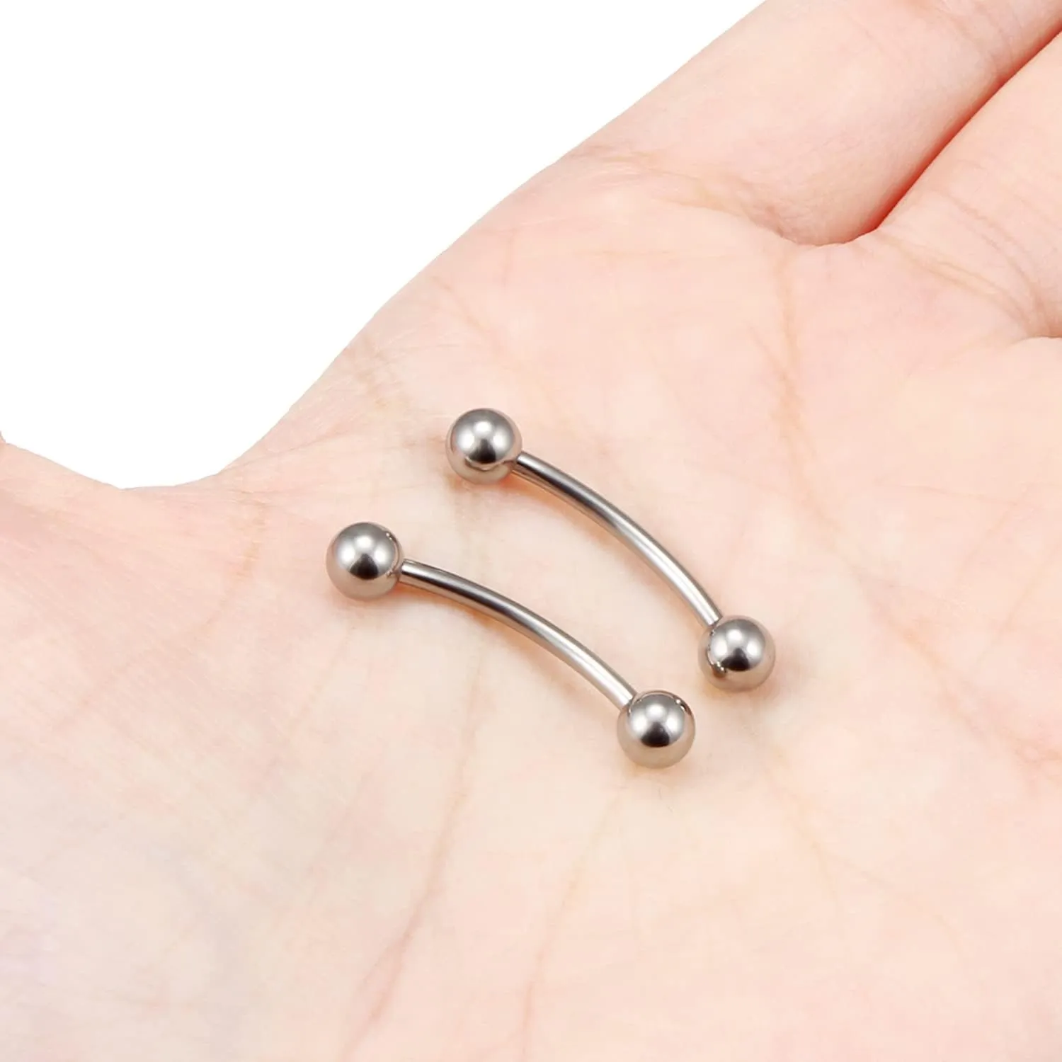 Vsnnsns 14G 16G Eyebrow Piercing Jewelry G23 Titanium Curved Barbell Eyebrow Ring Vertical Labret Lip Jewelry Rook Daith Earrings Piercing Jewelry for Women Men 6mm 8mm 10mm 12mm 14mm 16mm