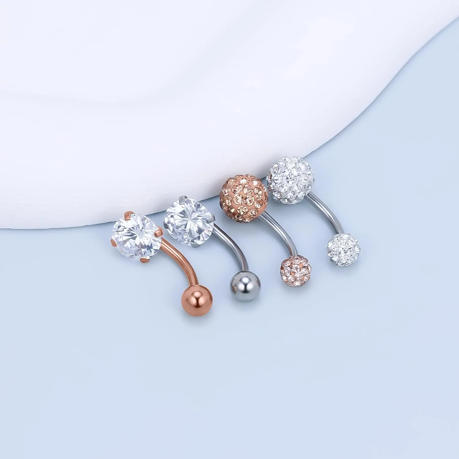 Vsnnsns 14G Belly Button Ring Piercing Jewelry 316L Stainless Surgical Steel Heart CZ Pearl Butterfly Flower Navel Rings Dangle Belly Button Ring Navel Piercing Jewelry for Women Men Hypoallergenic