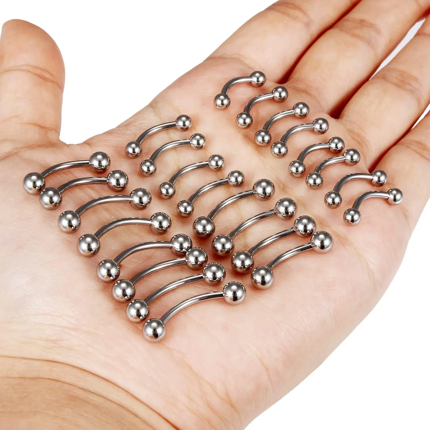 Vsnnsns 20G 16G 14G 12G Eyebrow Piercing Jewelry Surgical Steel Curved Barbell Eyebrow Ring Vertical Labret Lip Jewelry Rook Daith Earrings Piercing Jewelry for Women Men 6mm 8mm 10mm 12mm 14mm
