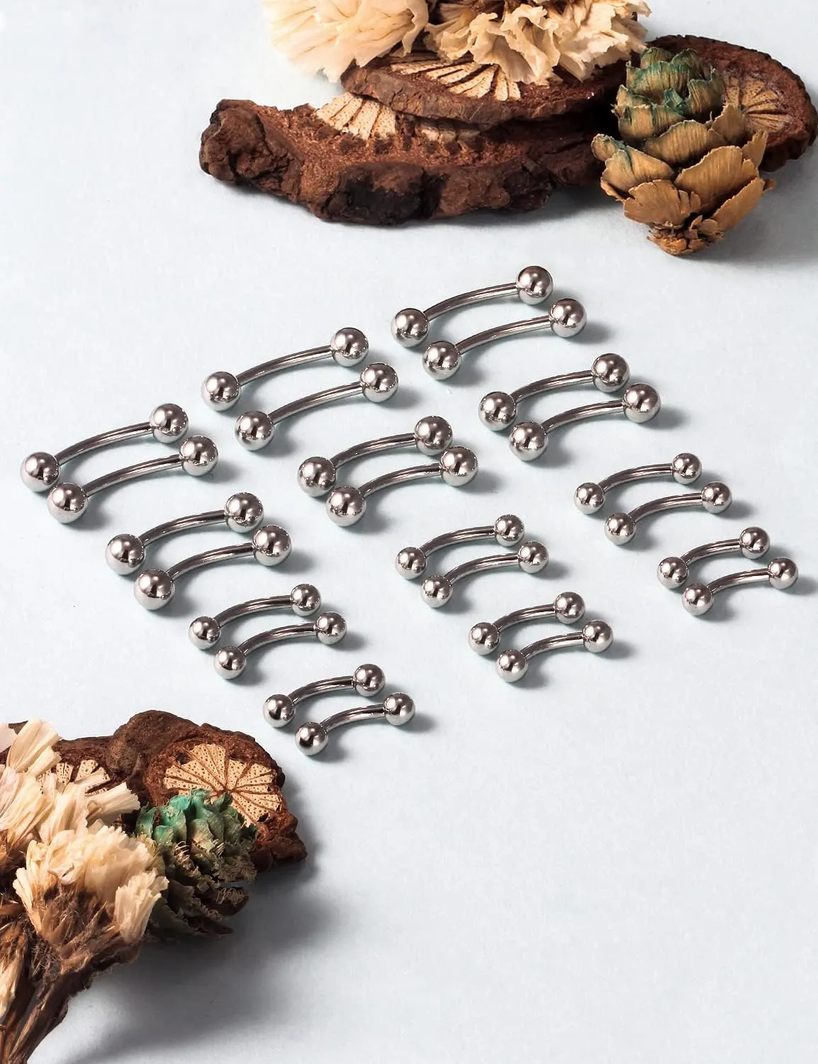 Vsnnsns 20G 16G 14G 12G Eyebrow Piercing Jewelry Surgical Steel Curved Barbell Eyebrow Ring Vertical Labret Lip Jewelry Rook Daith Earrings Piercing Jewelry for Women Men 6mm 8mm 10mm 12mm 14mm
