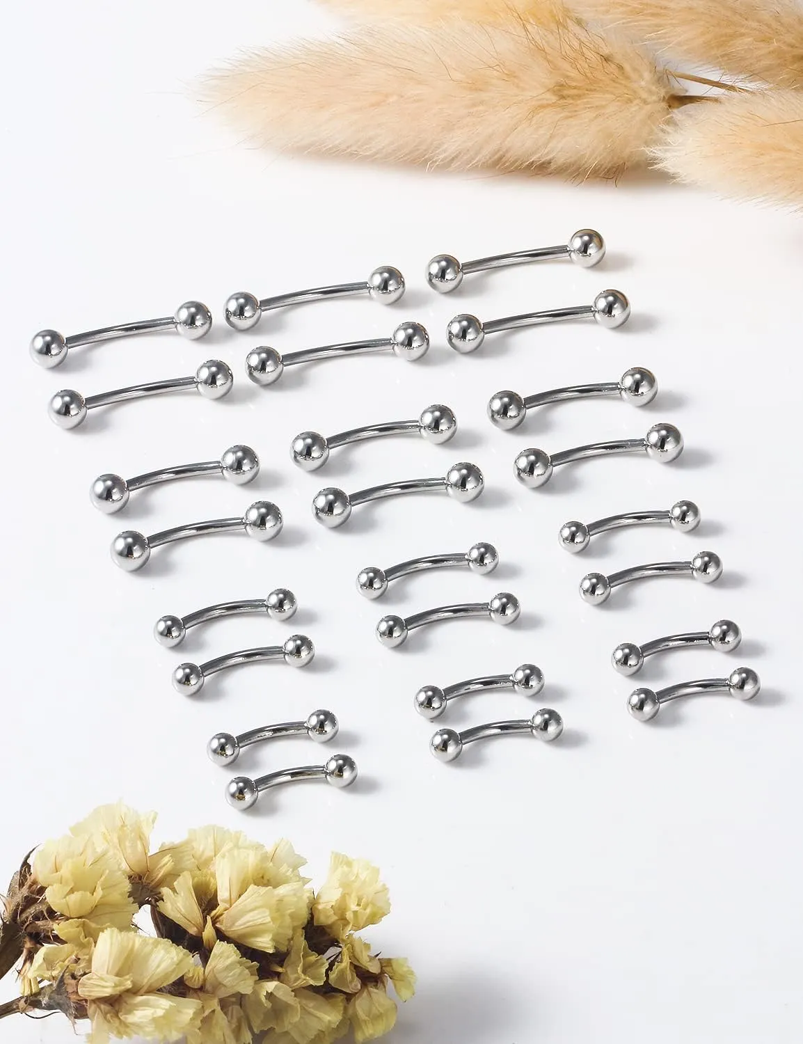 Vsnnsns 20G 16G 14G 12G Eyebrow Piercing Jewelry Surgical Steel Curved Barbell Eyebrow Ring Vertical Labret Lip Jewelry Rook Daith Earrings Piercing Jewelry for Women Men 6mm 8mm 10mm 12mm 14mm