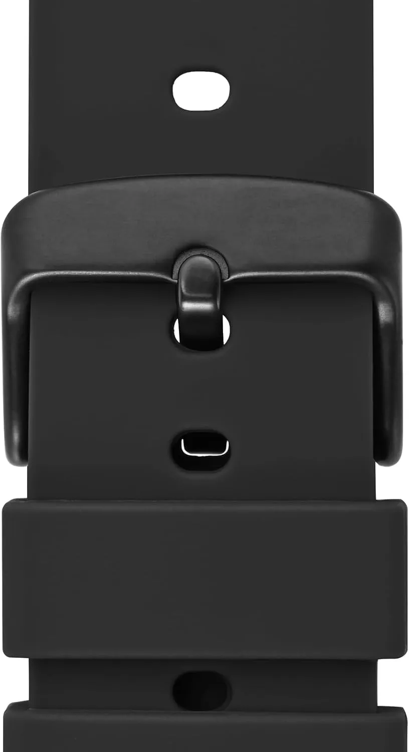 WOCCI 15mm Silicone Watch Band, Quick Release Rubber Replacement Strap with Black Stainless Steel Buckle (Black)