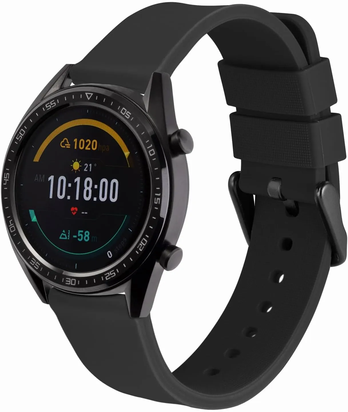 WOCCI 15mm Silicone Watch Band, Quick Release Rubber Replacement Strap with Black Stainless Steel Buckle (Black)