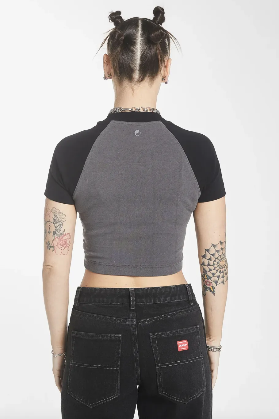 WORSHIP SUPPLIES CHERUB RAGLAN MICRO TEE - WORN BLACK