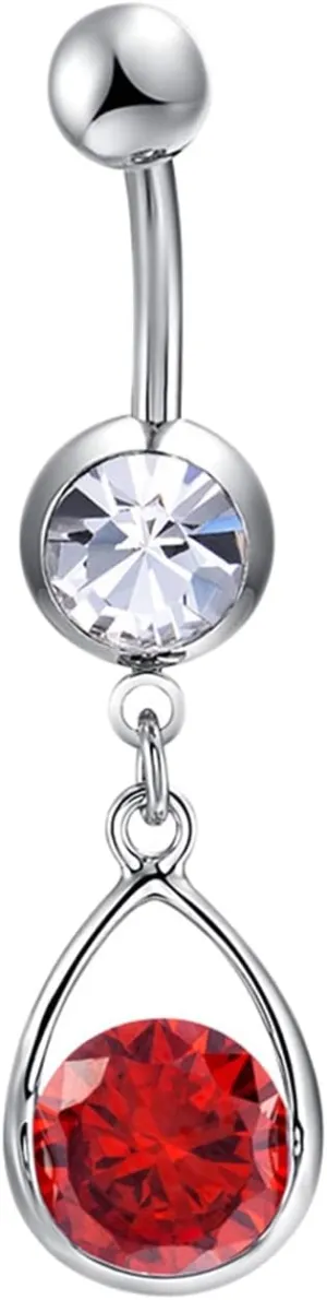 Wycian Navel Rings, Stainless Steel Belly Piercing Jewelry Belly Button Rings for Women Water Drop and Round with Cubic Zirconia Belly Ring
