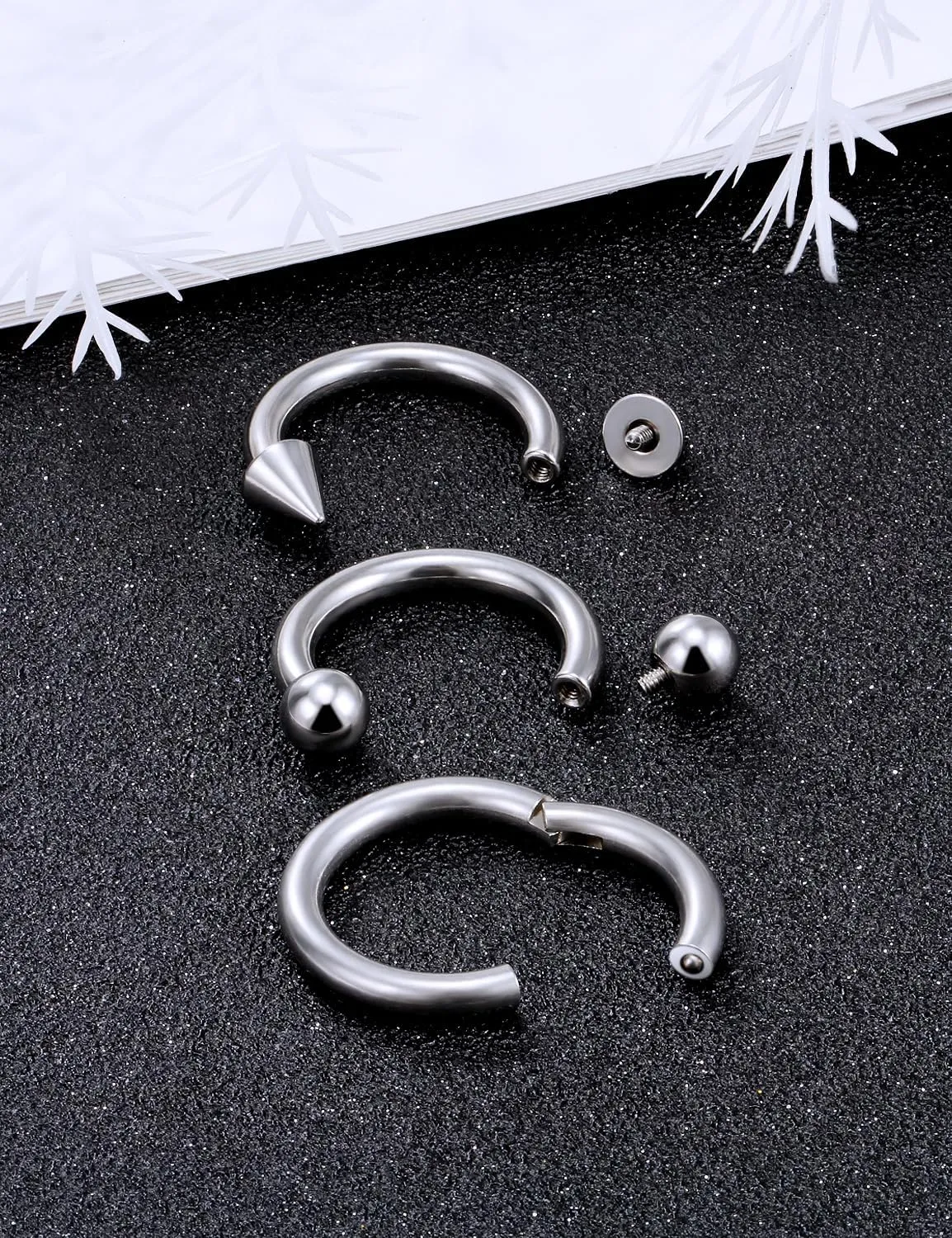 Yaalozei 10G 8G 6G Septum Rings Hinged Ear Gauges Clicker Silver 316L Surgical Steel Heavy Horseshoes Gauges Tunnels Ear Lobe Earrings stretching kit 12mm 14mm 16mm