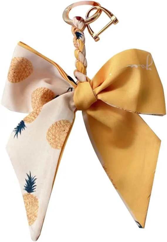 Zcargel Bow Keychain, Bowknot Silk Ribbon Bag Pendant Car Keychain for Women Purse Handbag Decor Car Key Chain Pendant for Women and Girls
